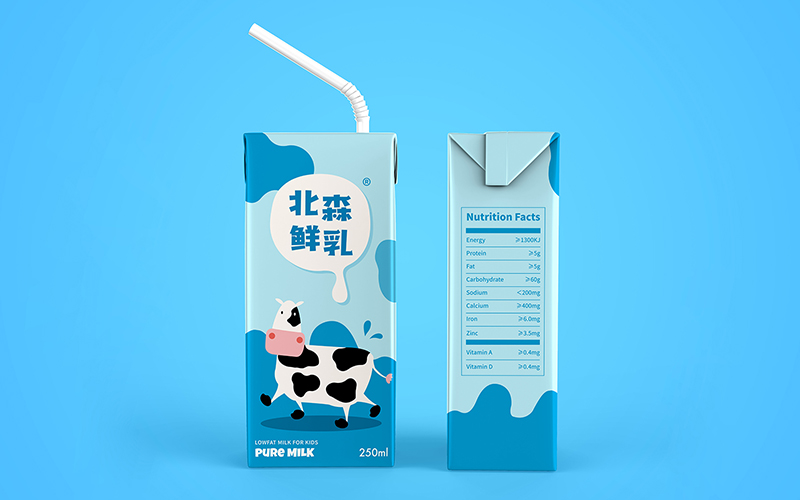 北森鲜乳儿童牛奶品牌包装设计